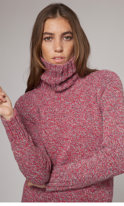 Polo Neck with Ribbed Trims