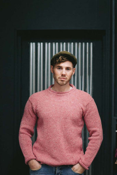Men's Donegal Flecked Tweed Sweater Dusty Pink