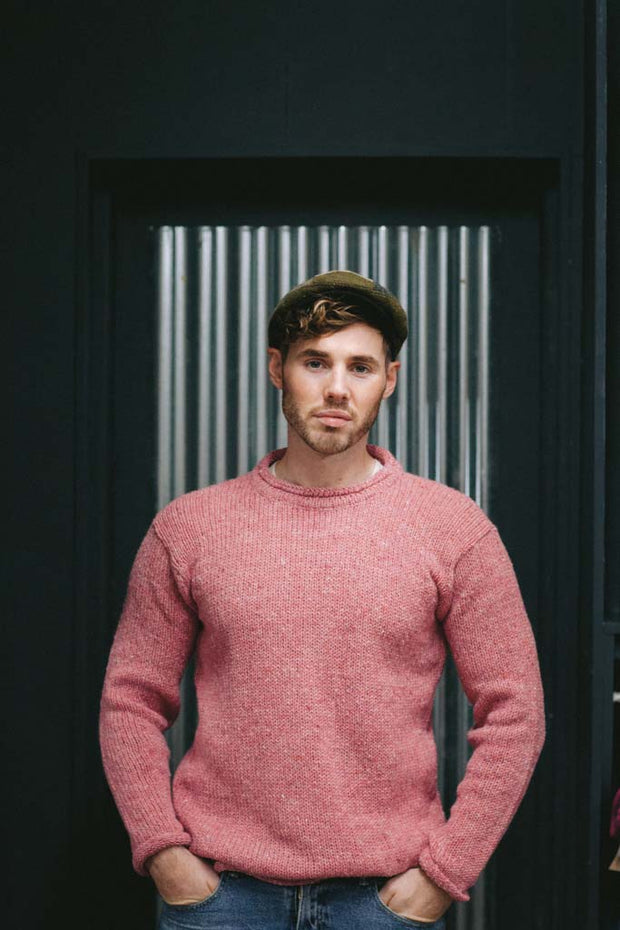 Men's Donegal Flecked Tweed Sweater Dusty Pink