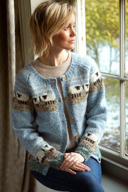 Wool & Mohair Lazy Sheep Cardigan with Coconut buttons.